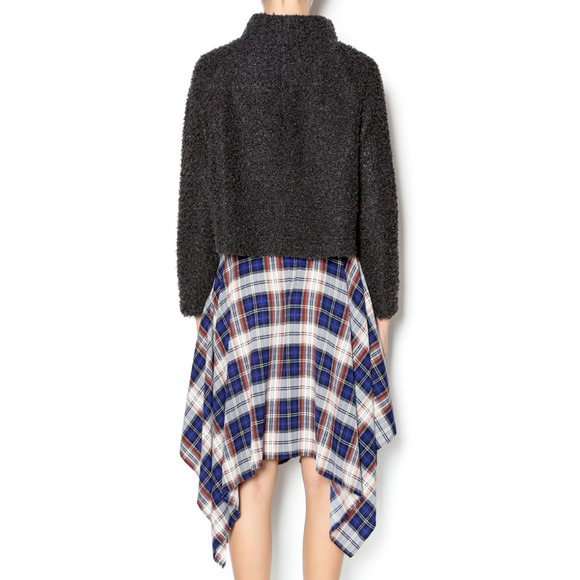 Ivy Jane Sweater Women M Gray Mock Neck Crop Flock Boucle Textured Pullover - Picture 6 of 11